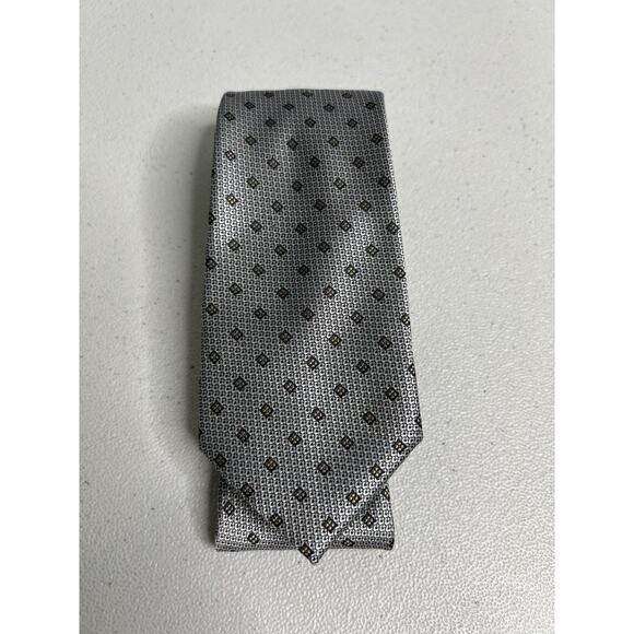 Calvin Klein Gray Geometric Pattern Silk Blend Slim Designer Tie NWT - Picture 1 of 7
